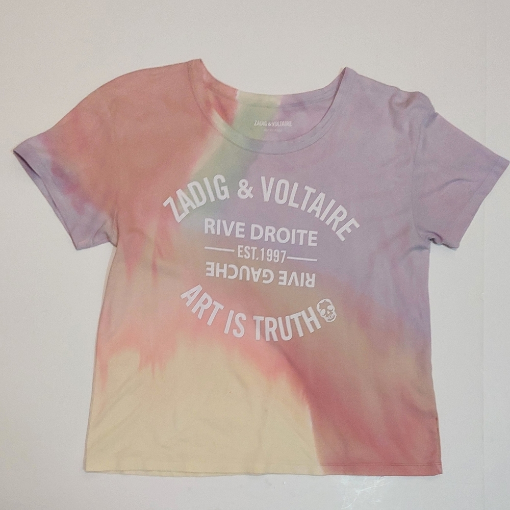 Zadig & Voltaire Marta Blason Pastel Tie-Dye Tee, Size M